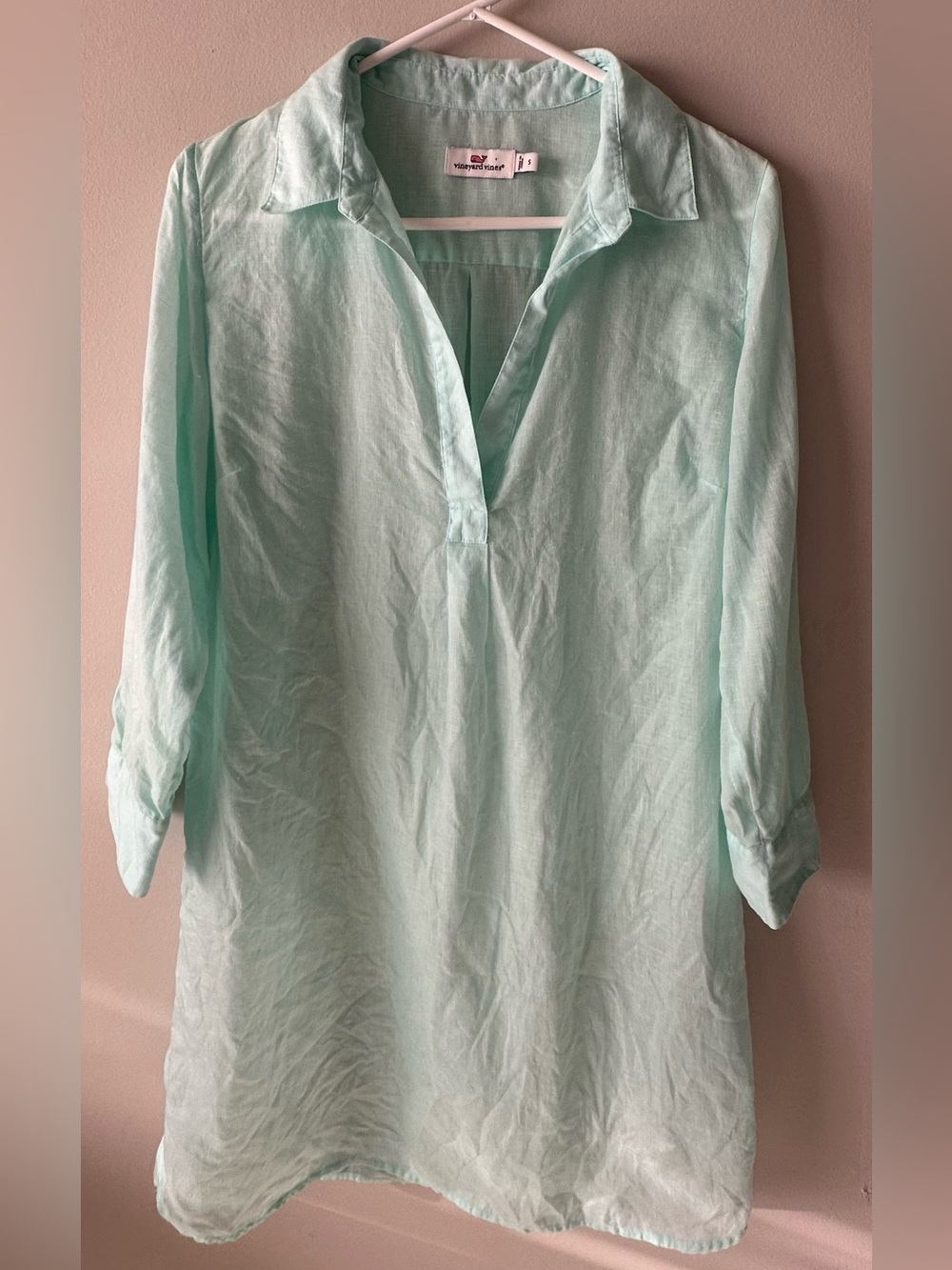 Vineyard Vines small women’s linen cotton cover up/tunic mint colored some spots